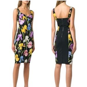 DOLCE & GABBANA Floral Print Mini Bodycon Silk Blend Dress Black Floral